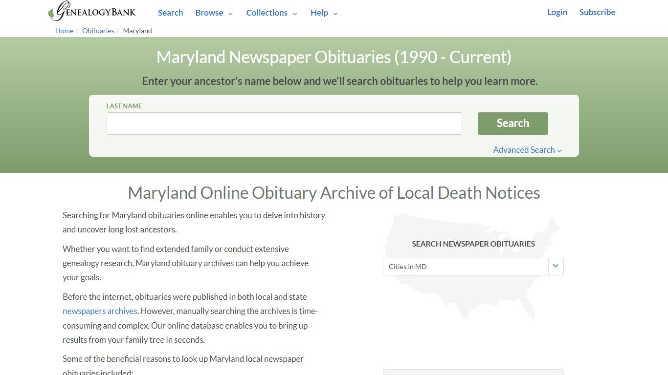 Maryland Obituary Archive Search | GenealogyBank