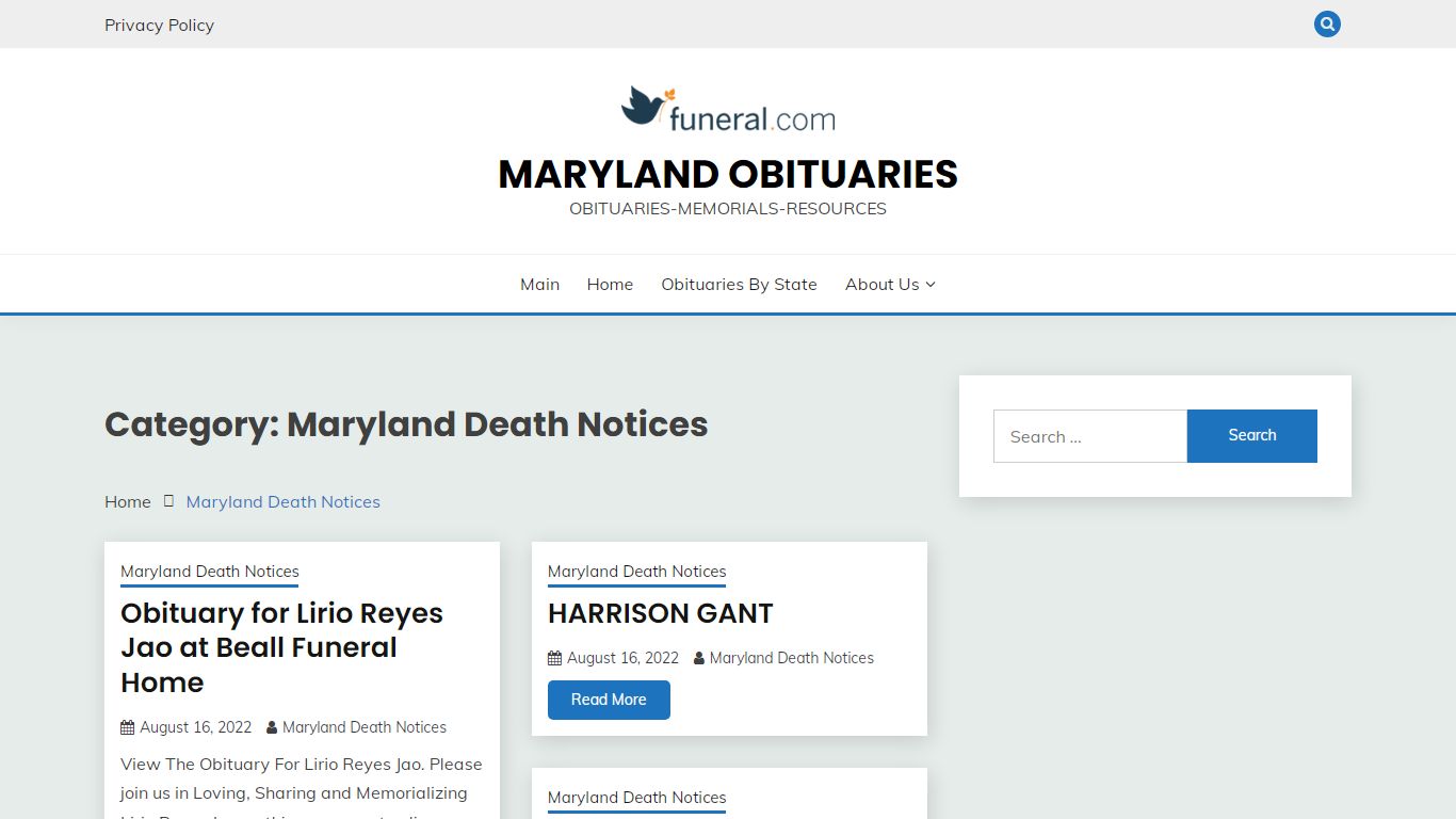 Maryland Obituaries – OBITUARIES-MEMORIALS-RESOURCES